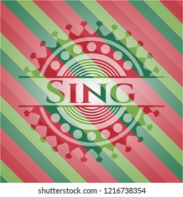 Sing christmas badge background.