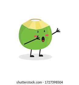 cantando fruta de coco lindo personaje mascota diseño vectorial