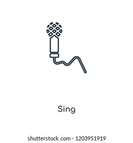 Sing concept line icon. Linear Sing concept outline symbol design. This simple element illustration can be used for web and mobile UI/UX.
