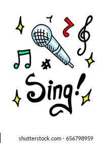 Sing doodle illustration vector