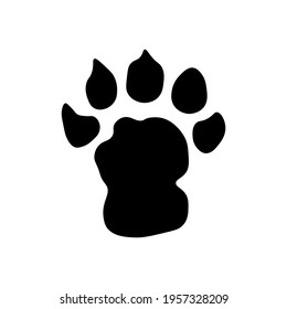 Sing. The footprint of an animal. Flat black and white icon.Vector graphics for design.Otter trail.