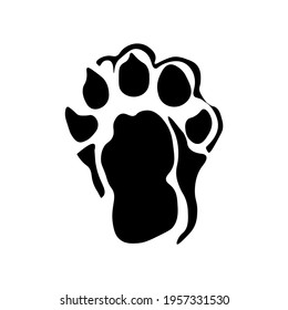 Sing. The footprint of an animal. Flat black and white icon.Vector graphics for design button.Otter trail.