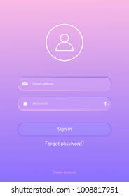 Sing in form page with gradient background . Website ui vector elements. Vector
