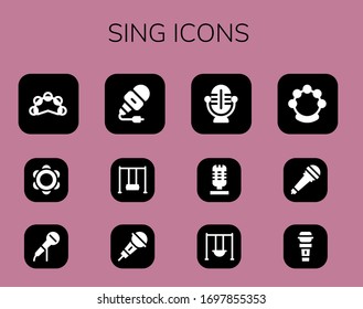 Usar conjunto de iconos. 12 iconos de canto rellenos. Tambourine incluido, micrófono, iconos de las alas