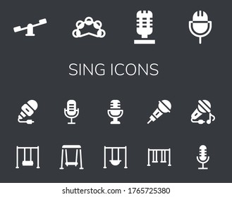 usar conjunto de iconos. 14 iconos de canto rellenos.  Iconos modernos sencillos como: Swings, Tambourine, Micrófono, Swing, Sing