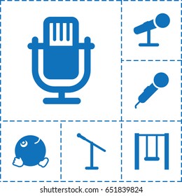 Sing icon. set of 6 sing filled icons such as dancing emoji, microphone