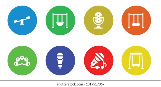 sing icon set. 8 filled sing icons.  Collection Of - Swings, Tambourine, Swing, Microphone, Sing