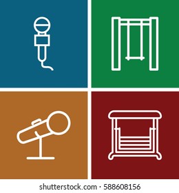 sing icons set. Set of 4 sing outline icons such as swing