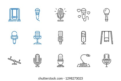 sing icons set. Collection of sing with microphone, swing. Editable and scalable sing icons.