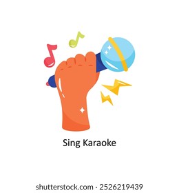 Sing Karaoke doodle vector outline Sticker. EPS 10 file