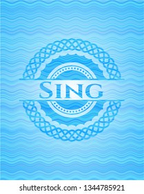 Sing light blue water badge.