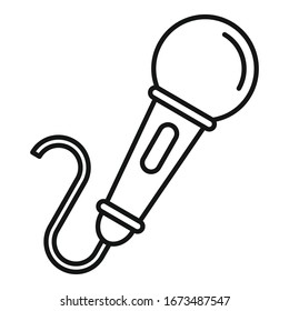 Icono del micrófono de canto. Icono de vector de micrófono de esquema para diseño web aislado en fondo blanco