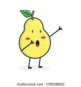 diseño vectorial de mascota de caracteres tiernos de pera de pera