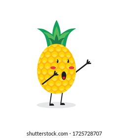 sing pineapple fruit cute character mascot vector design