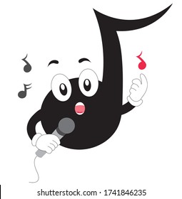 Sing Singer microphone musical note cute cartoon character Vector 