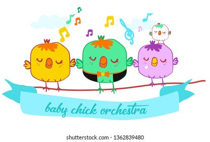 Sing a song cute orchestra chick illustration vector