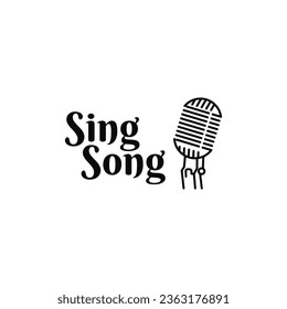 Sing song logo design creative idea with microphone for lead singer, event, music party