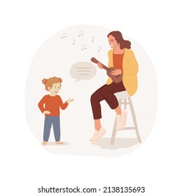 Sing Songs Isolated Cartoon Vector Illustration. Learn Simple Words By Heart, Singing Songs Together, Learning And Mental Skills Development, Child Care Program, Kindergarten Vector Cartoon.