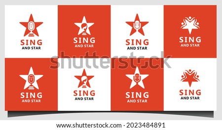 sing and star logo design vector