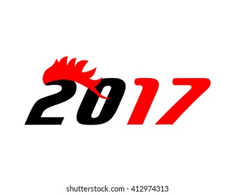 sing or symbol  2017 as crest of cock. new year. vector