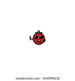 Diseño de la Ilustración del Vector de Caracteres de Dibujo de Tomate. Agradable, Divertido Y Divertido Estilo. Recomendado Para La Mascota Del Logotipo De La Tienda De Verduras.