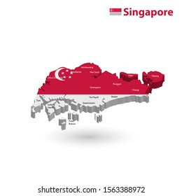 Singapore 3d Flag Map Illustration Stock Vector (Royalty Free ...