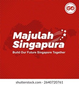 Singapore 60th Years National Day or Singapura Merdeka 2025 Theme : Build Our Future Singapore Together. Majulah Singapura Text on Modern Singapore Map Background. Best for NDP parade 2025