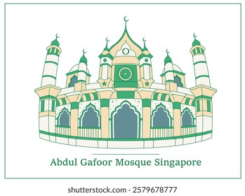 Singapore Abdul Gafoor Mosque vector illustration	