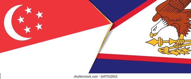 Singapore and American Samoa flags, two vector flags symbol of relationship or confrontation.