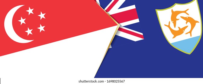Singapore and Anguilla flags, two vector flags symbol of relationship or confrontation.