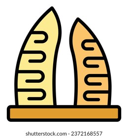 Singapore architecture icon outline vector. City building. Asian national color flat