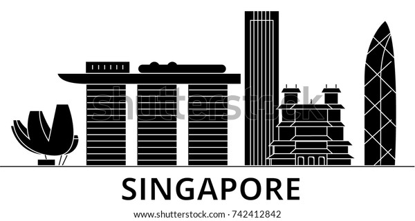 Singapore Architecture Vector City Skyline Travel Stock Vector (Royalty ...