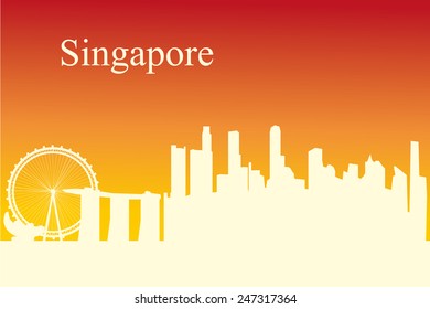 Singapore Asia city skyline silhouette. Vector illustration