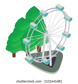 Singapore attraction icon isometric vector. Big ferris wheel in amusement park. Modern giant ferris wheel, famous landmark