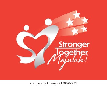 Singapore: August 9, 2022. Singapore National Day Logo. Majulah (Translate: Stronger Together). Vector Illustration For Banner, Flyer, And Poster.