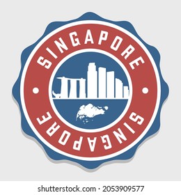 Singapore Badge City Vector Seal. National Symbol Skyline Stamp Design Icon Label. 
