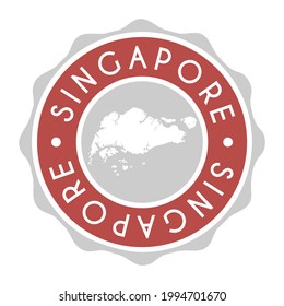 Singapore Badge Map Vector Seal. National Symbol Country Stamp Design Icon Label. 