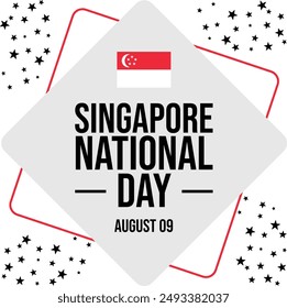 Singapore banner for national day with abstract modern design. Singapore flag with typography and color theme. Singapore landmark, and embroidery background. Vector EPS 10.