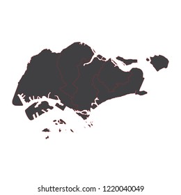 Singapore black map on white background vector