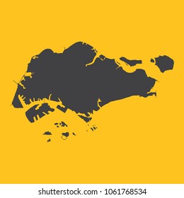Singapore black map,border on orange background. Vector illustration.