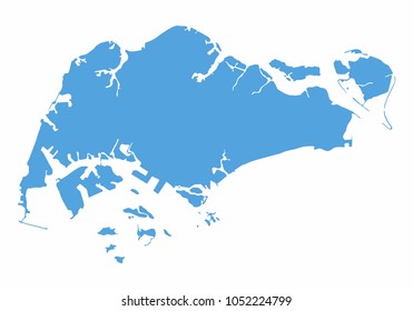 Singapore blue map on white background. Vector Illustration