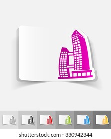 singapore building paper sticker with shadow. Vector illustration