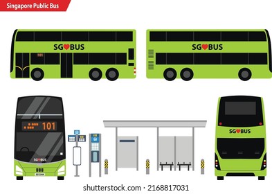 Singapore Bus And Bus Stop