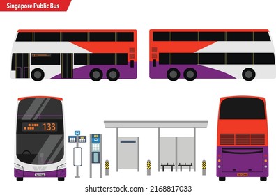 Singapore Bus and Bus Stop, public transport, double decker bus