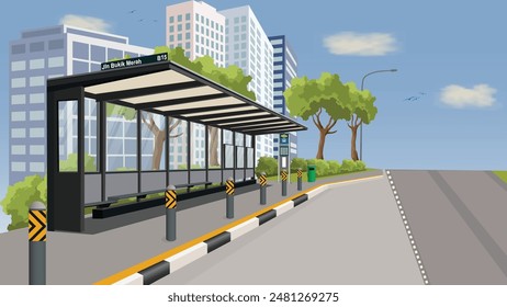 Singapore Bus-stop vector design, ergonomic structure, senior friendly bus stop.