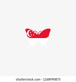 Singapore butterfly flag graphic element Illustration template design