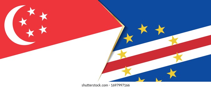 Singapore and Cape Verde flags, two vector flags symbol of relationship or confrontation.