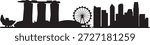 Singapore Central Skyline. design Vector black silhouette
