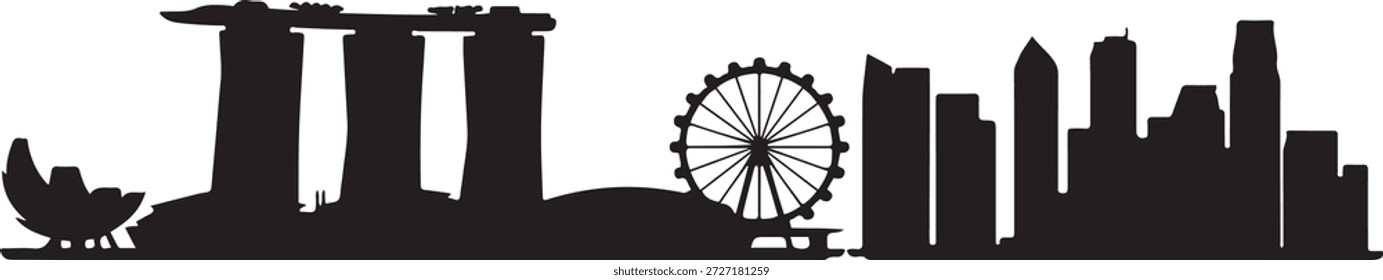 Singapore Central Skyline. design Vector black silhouette
