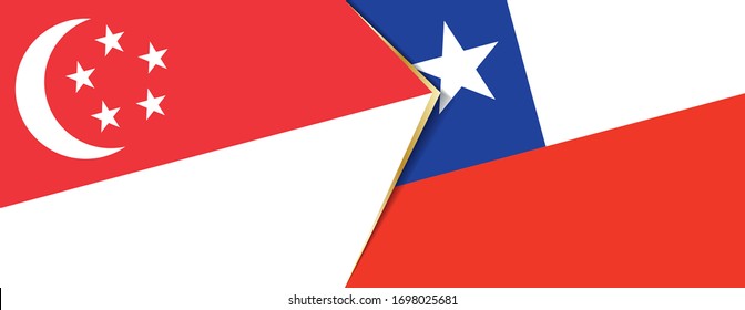 Singapore and Chile flags, two vector flags symbol of relationship or confrontation.